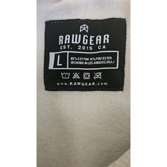 Raw Gear NWT Womens Cropped Hoodie Embroidered Patch Logo Size LG Cream - Picture 5 of 5